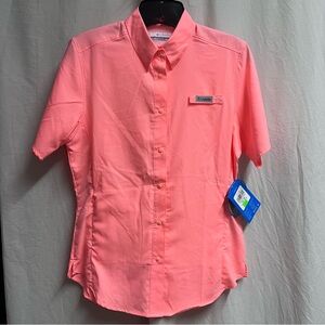 COLUMBIA PFG Womens Orange/Coral  Polyester SHIRT Size XS Omni-Shade 40 pockets